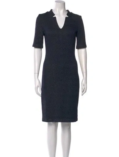 Pre-owned St John Printed Knee-length Dress In Blue
