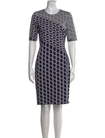 Pre-owned St John Printed Knee-length Dress In Blue