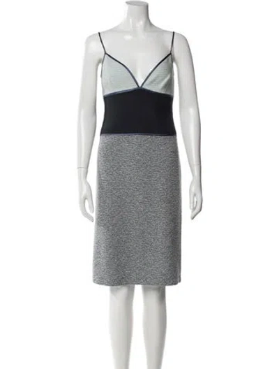 Pre-owned St John Printed Knee-length Dress In Blue