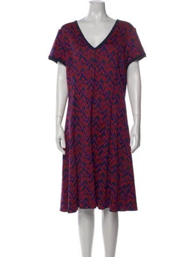 Pre-owned St John Printed Knee-length Dress In Blue