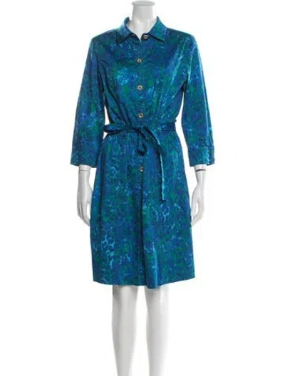 Pre-owned St John Printed Knee-length Dress In Blue