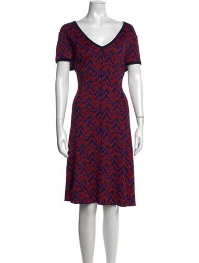Pre-owned St John Printed Knee-length Dress In Blue