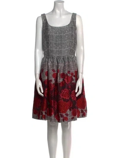 Pre-owned St John Printed Knee-length Dress In Gray
