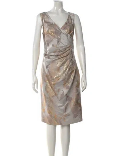 Pre-owned St John Printed Knee-length Dress In Gray