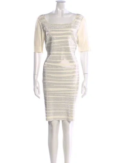 Pre-owned St John Printed Knee-length Dress In Neutral