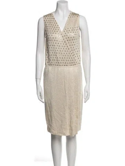 Pre-owned St John Printed Knee-length Dress In Neutral