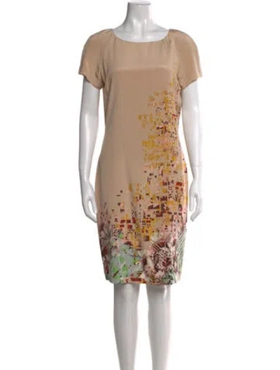 Pre-owned St John Printed Knee-length Dress In Neutral