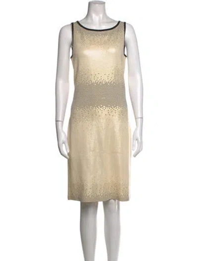 Pre-owned St John Printed Knee-length Dress In Neutrals