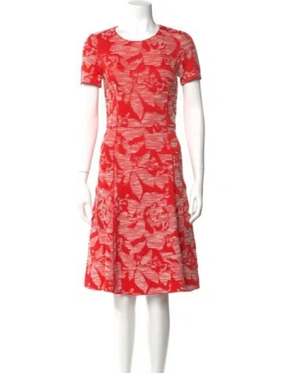 Pre-owned St John Printed Knee-length Dress In Orange