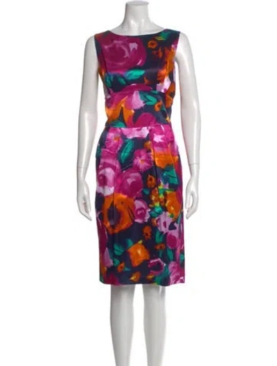 Pre-owned St John Printed Knee-length Dress In Purple