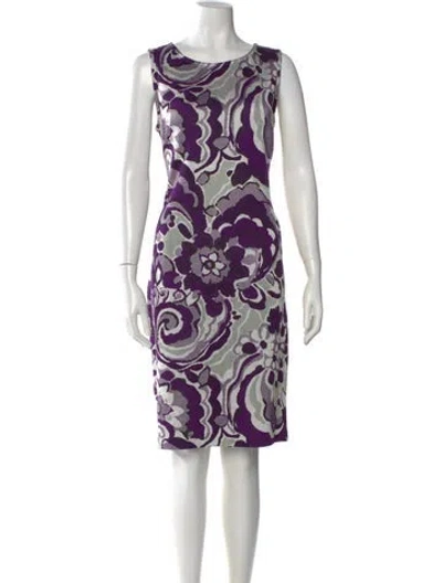 Pre-owned St John Printed Knee-length Dress In Purple