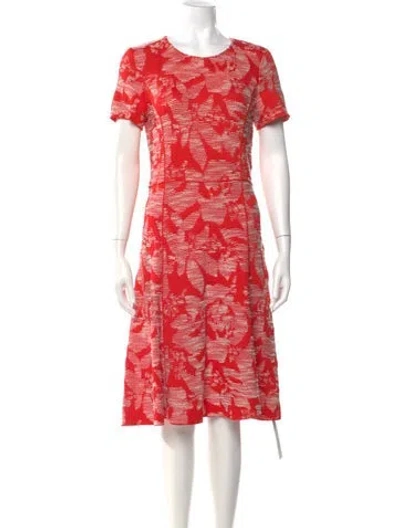 Pre-owned St John Printed Knee-length Dress In Red