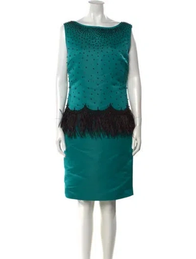 Pre-owned St John Printed Knee-length Dress W/ Tags In Blue