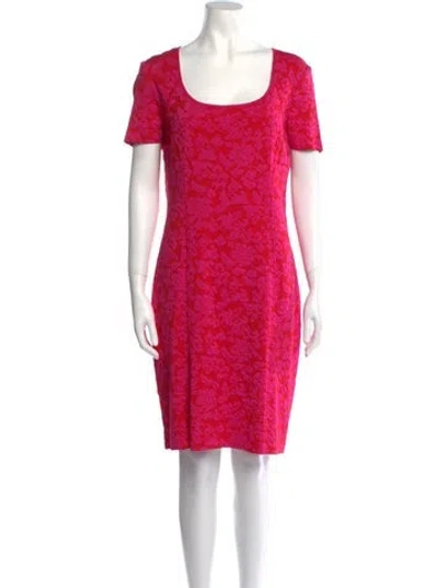 Pre-owned St John Printed Knee-length Dress W/ Tags In Pink