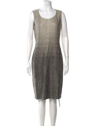 Pre-owned St John Printed Knee-length Dress In White