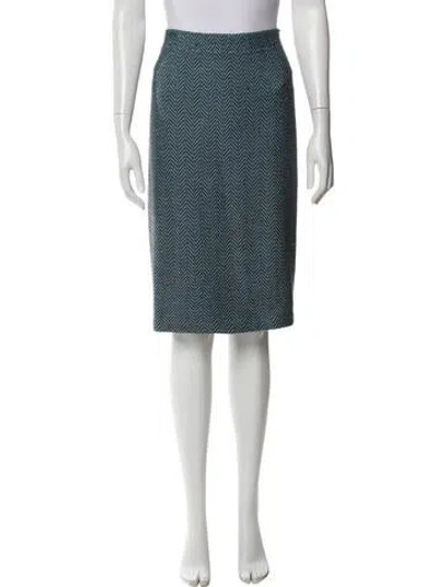 Pre-owned St John Printed Knee-length Skirt In Blue