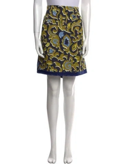 Pre-owned St John Printed Knee-length Skirt W/ Tags In Blue