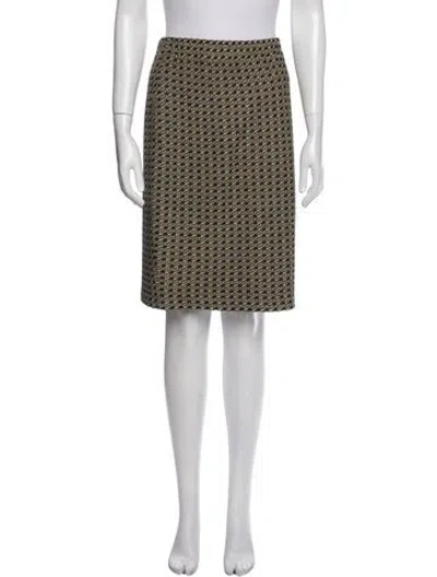 Pre-owned St John Printed Knee-length Skirt In White