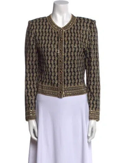 Pre-owned St John Printed Knit Jacket In Black