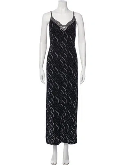 Pre-owned St John Printed Long Dress In Blue