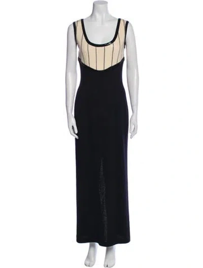 Pre-owned St John Printed Long Dress In Blue