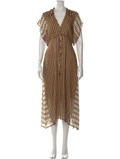 Pre-owned St John Printed Long Dress In Multi