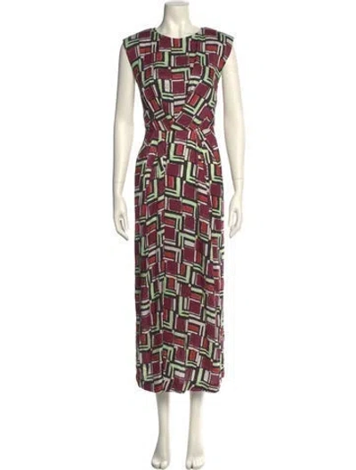 Pre-owned St John Printed Long Dress In Multi