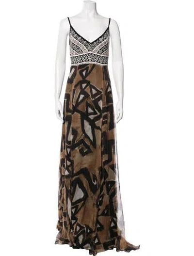 Pre-owned St John Printed Long Dress In Multi