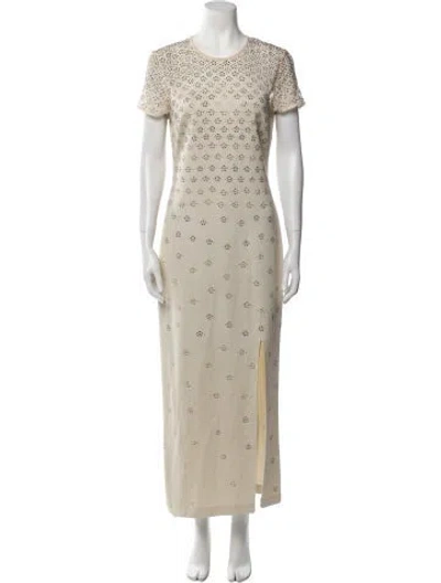 Pre-owned St John Printed Long Dress In Neutral