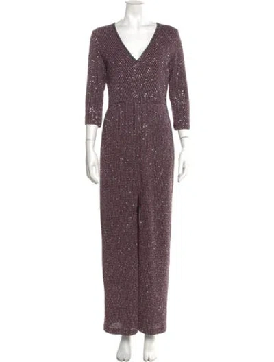 Pre-owned St John Printed Long Dress In Purple