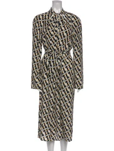 Pre-owned St John Printed Long Dress W/ Tags In Black