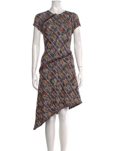 Pre-owned St John Printed Midi Length Dress