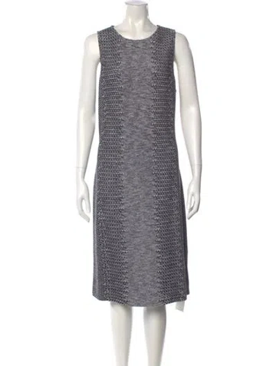 Pre-owned St John Printed Midi Length Dress In Black