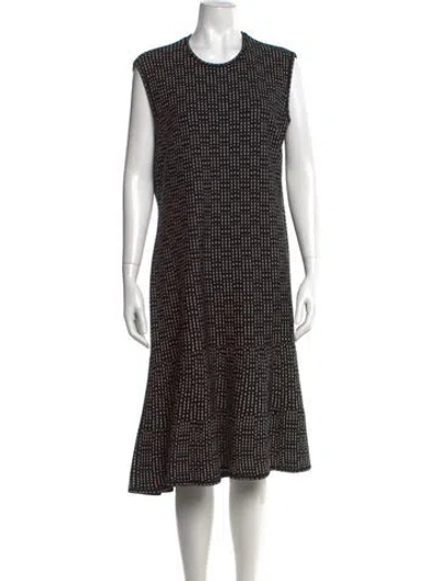 Pre-owned St John Printed Midi Length Dress In Black