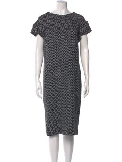 Pre-owned St John Printed Midi Length Dress In Black