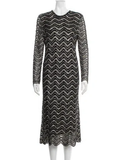 Pre-owned St John Printed Midi Length Dress In Black