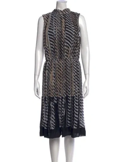 Pre-owned St John Printed Midi Length Dress In Black
