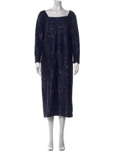 Pre-owned St John Printed Midi Length Dress In Blue