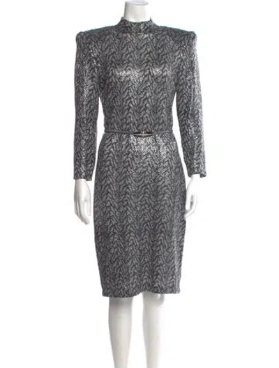 Pre-owned St John Printed Midi Length Dress In Multi