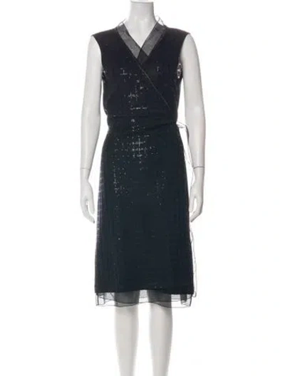 Pre-owned St John Printed Midi Length Dress In Multi