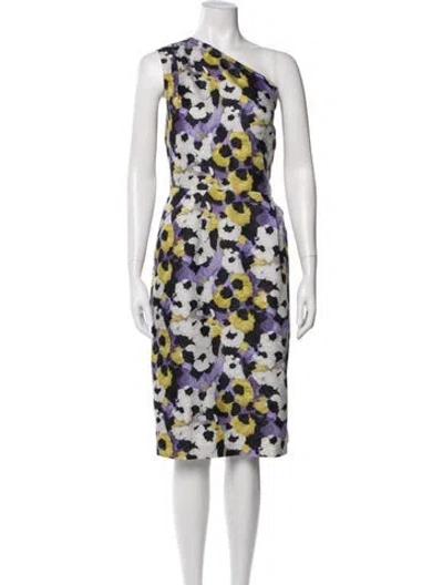 Pre-owned St John Printed Midi Length Dress In Multi