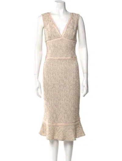 Pre-owned St John Printed Midi Length Dress In Neutral