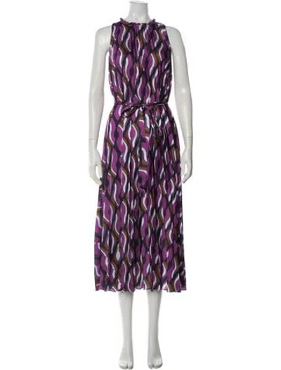 Pre-owned St John Printed Midi Length Dress In Purple