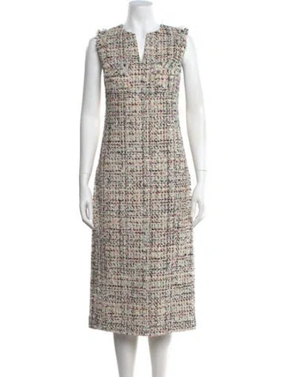 Pre-owned St John Printed Midi Length Dress W/ Tags