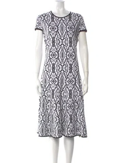 Pre-owned St John Printed Midi Length Dress W/ Tags In Multi