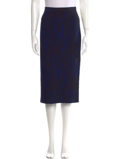 Pre-owned St John Printed Midi Length Skirt In Blue