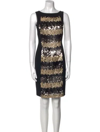 Pre-owned St John Printed Mini Dress In Black