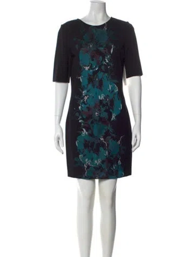 Pre-owned St John Printed Mini Dress In Black