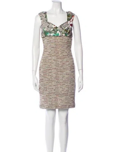 Pre-owned St John Printed Mini Dress In Black