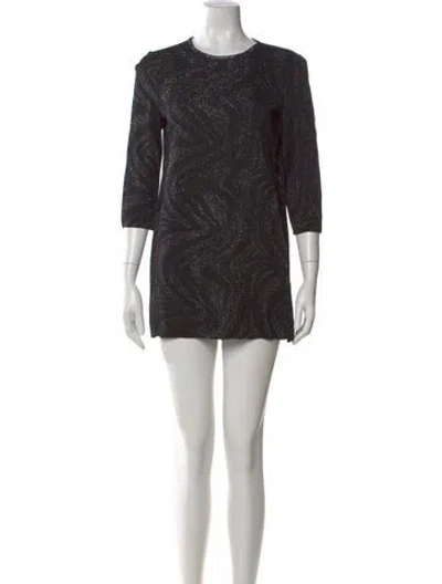 Pre-owned St John Printed Mini Dress In Black